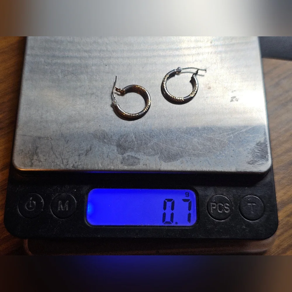 14k Gold Oracle Two-Tone Hoops - Picture 3 of 8